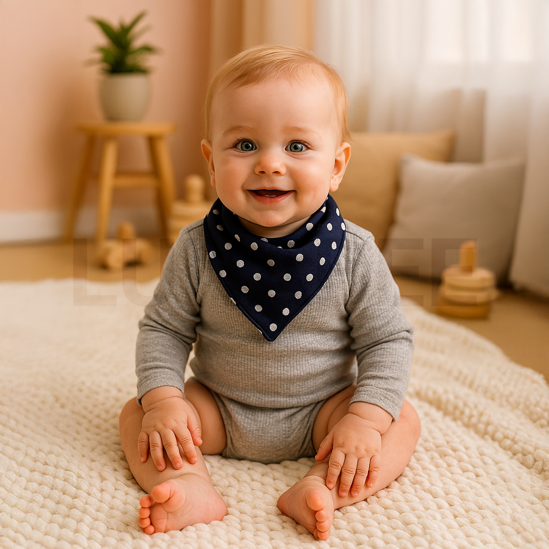NAVY BLUE DOTTED BIBS