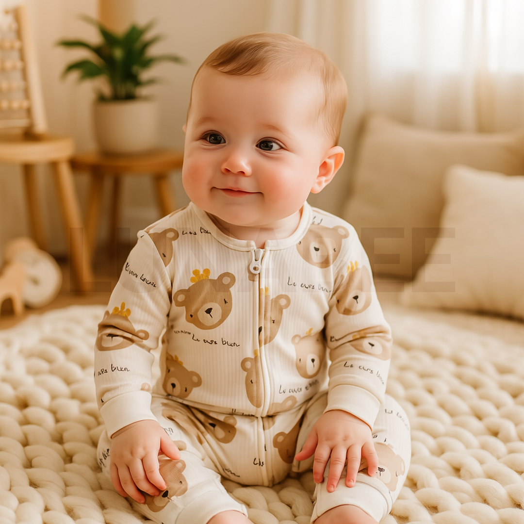 UNISEX TEADDYBEAR RIBBED ROMPER