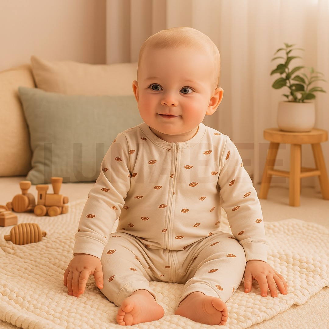 croissant patterned romper