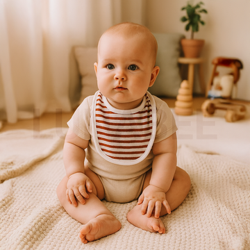 DARK BROWN STRIPED ROUND BIB
