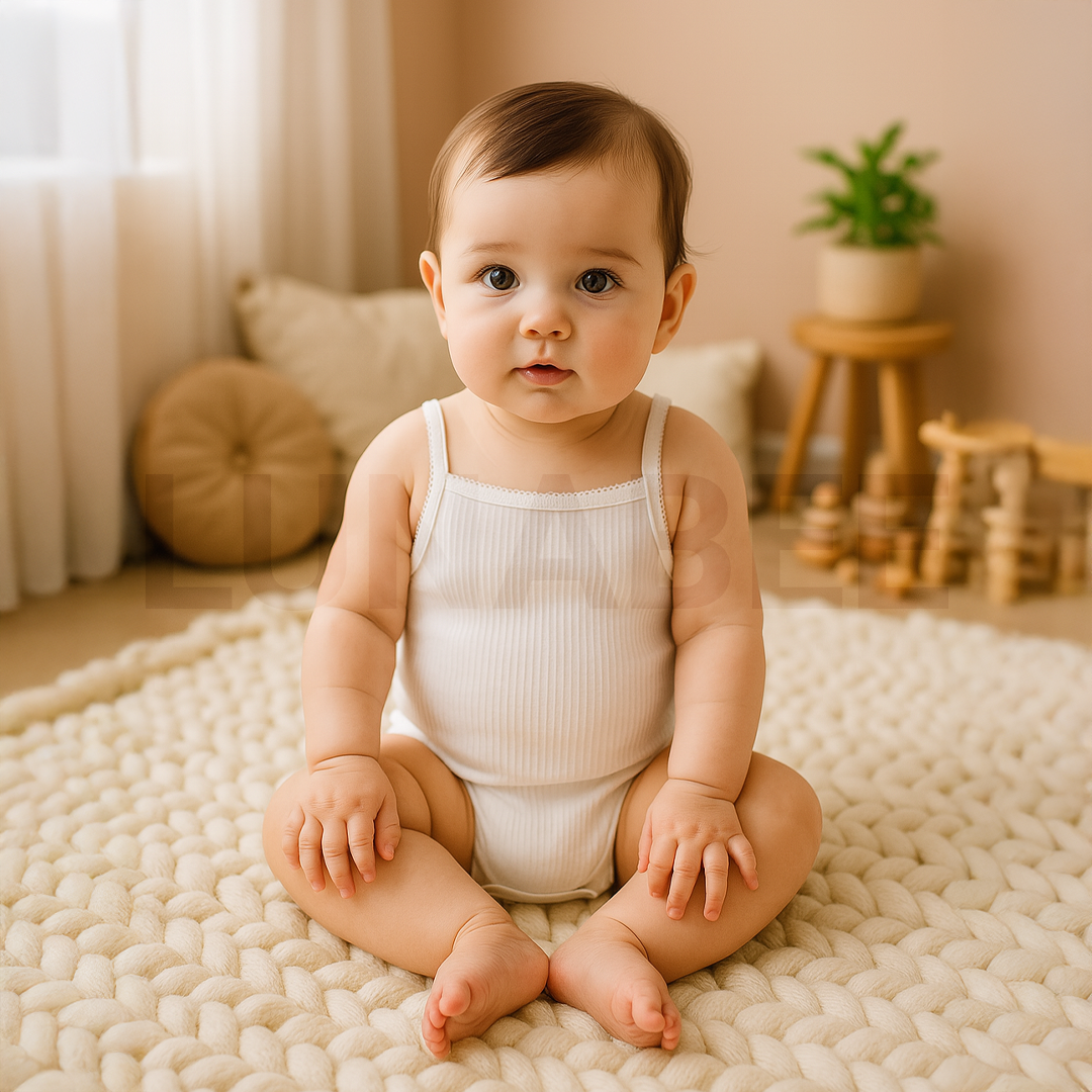 WHITE RIBBED SPAGHETTI STRAP ONESIE