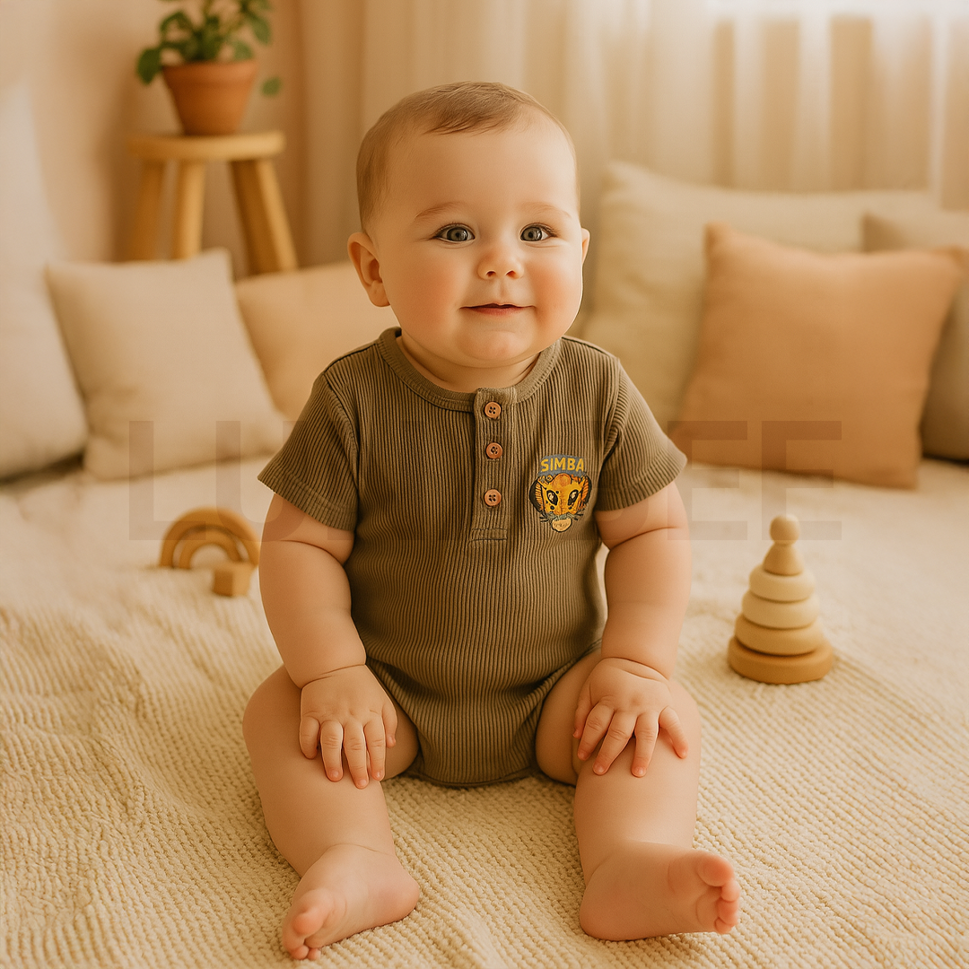 ARMY GREEN RIBBED SIMBA ONESIE