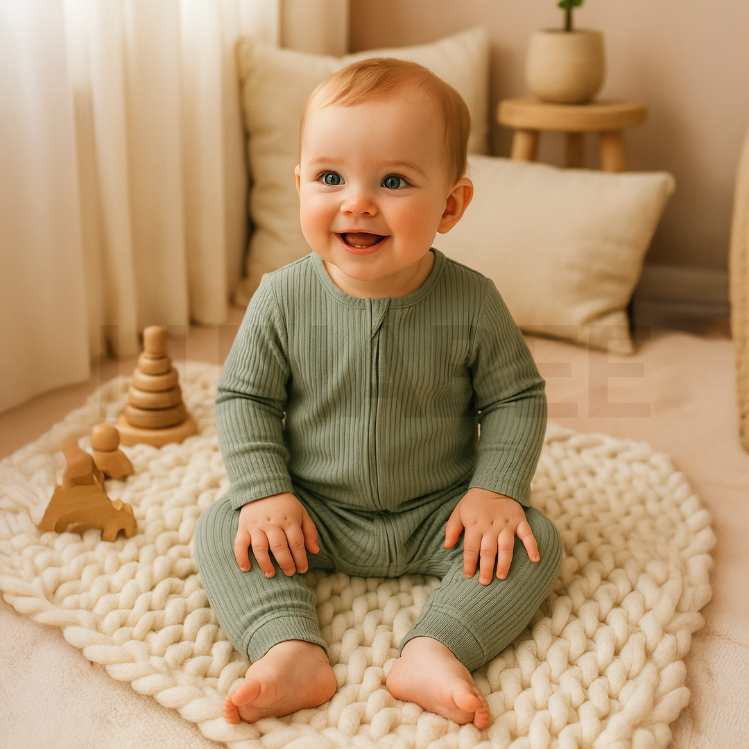 Soft sage ribbed romper