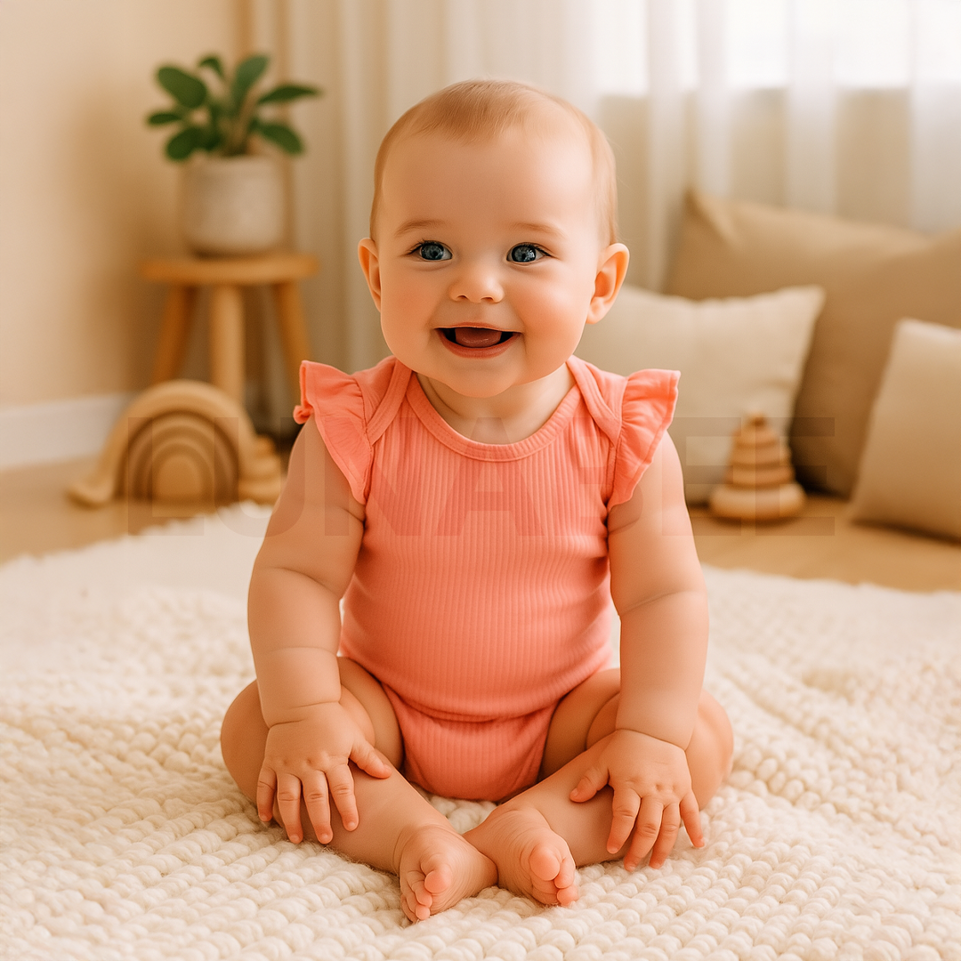 PEACH PINK RIBBED ONESIE