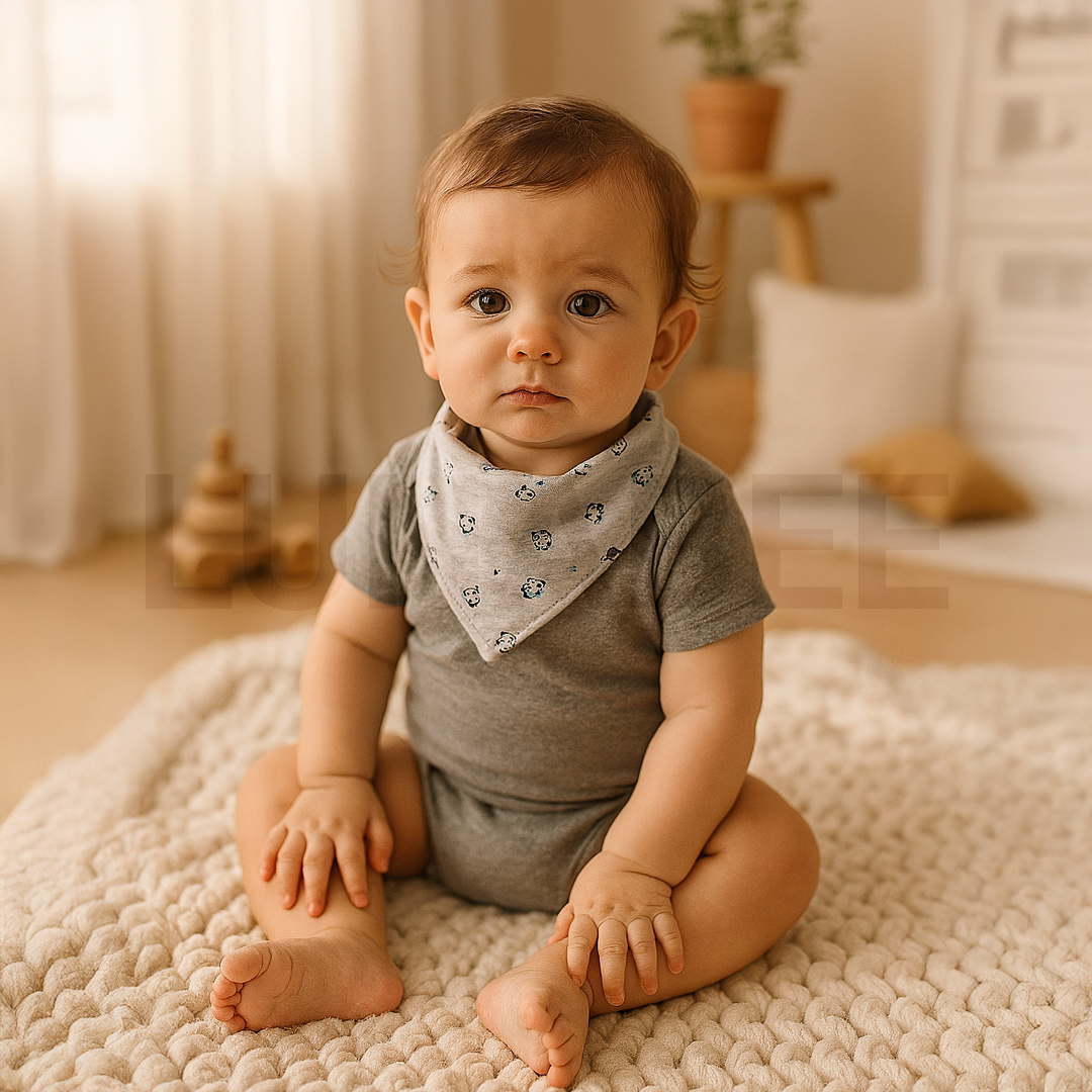 GREY PANDA PATTERNED BIBS