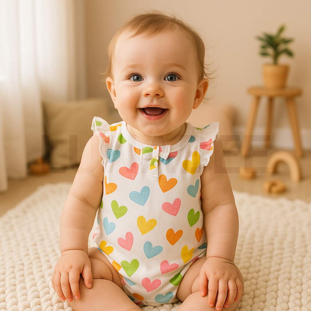 LOVE PRINTED GIRLS ONESIE