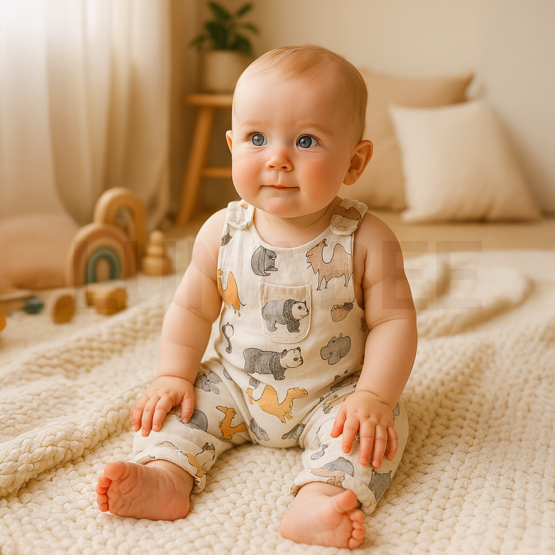 ANIMAL PRINTED RIBBED ROMPER