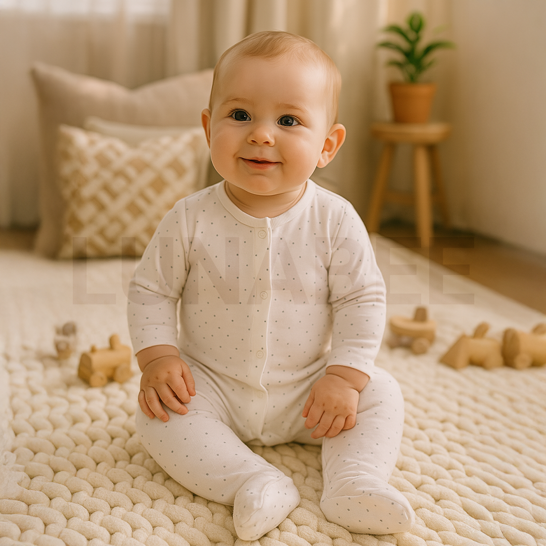 WHITE STAR PRINTED SLEEPSUIT