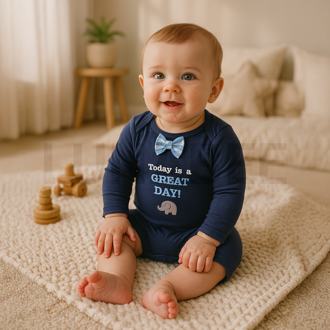 NAVY BLUE PRINTED ONESIE