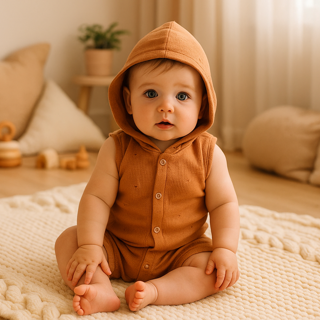 ORANGE BROWN HOODED JUMPSUIT