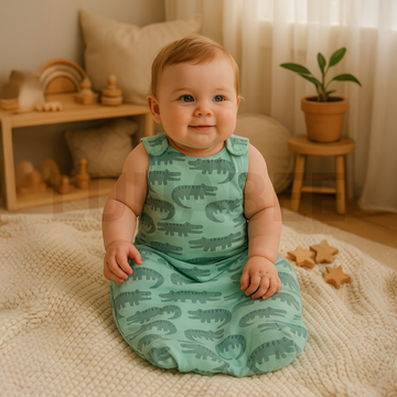 GREEN CROCODILE PATTERN SLEEPING BAG