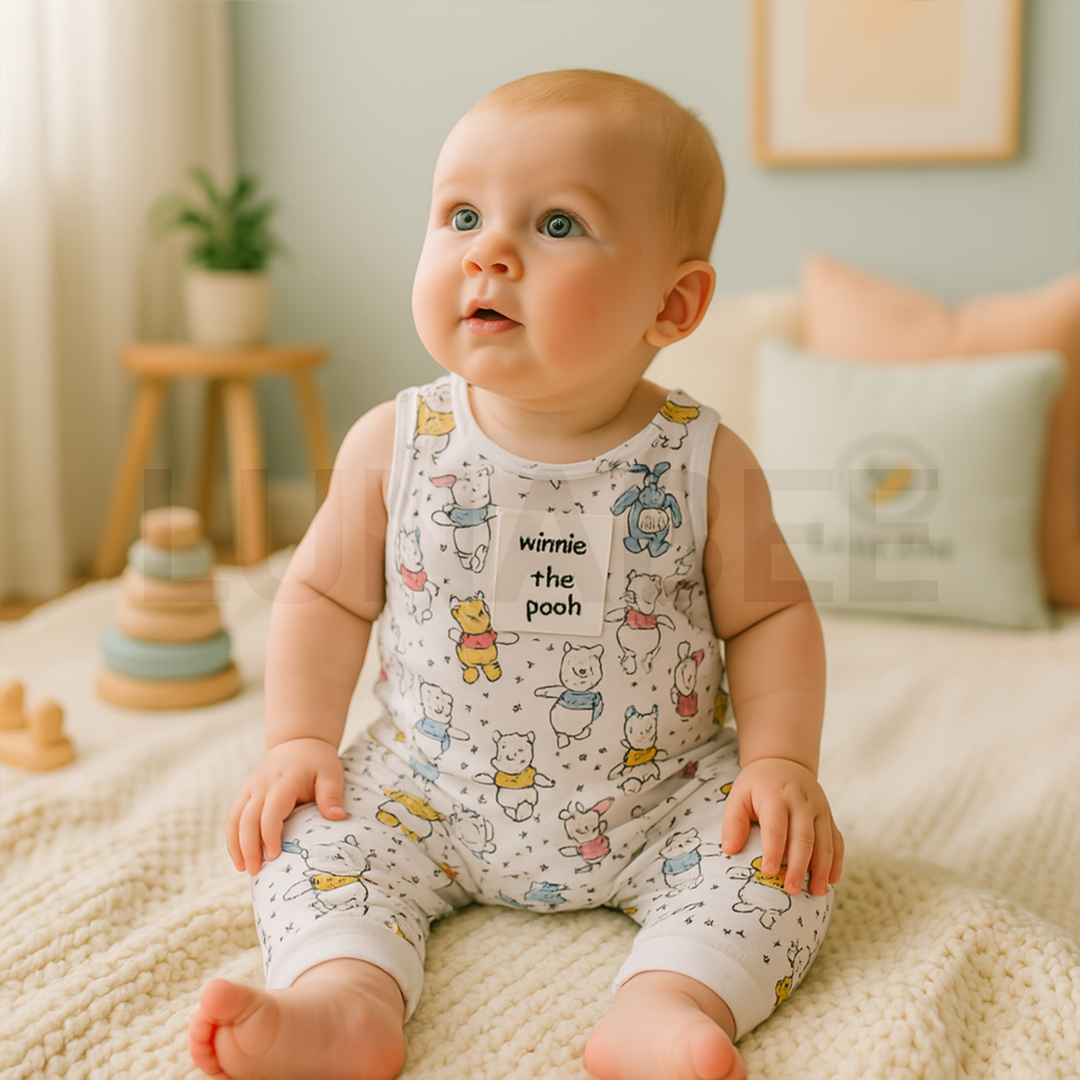 WHITE PHOO PRINTED SLEEVLESS ROMPER