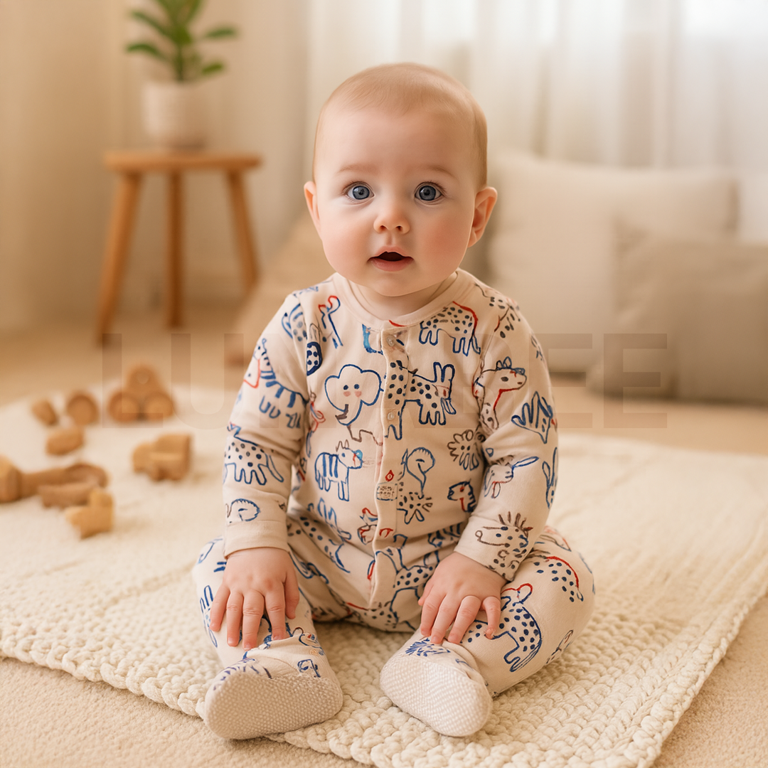 ANIMAL PATTERNED SLEEPSUIT