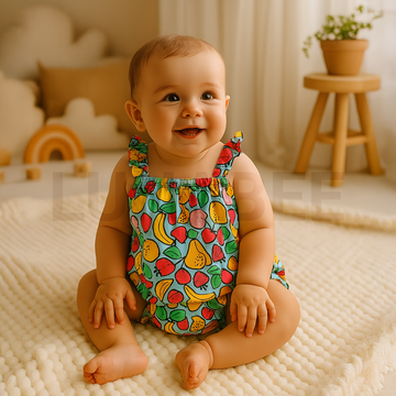MULTICOLOUR FRUITS PRINTED ONESIE