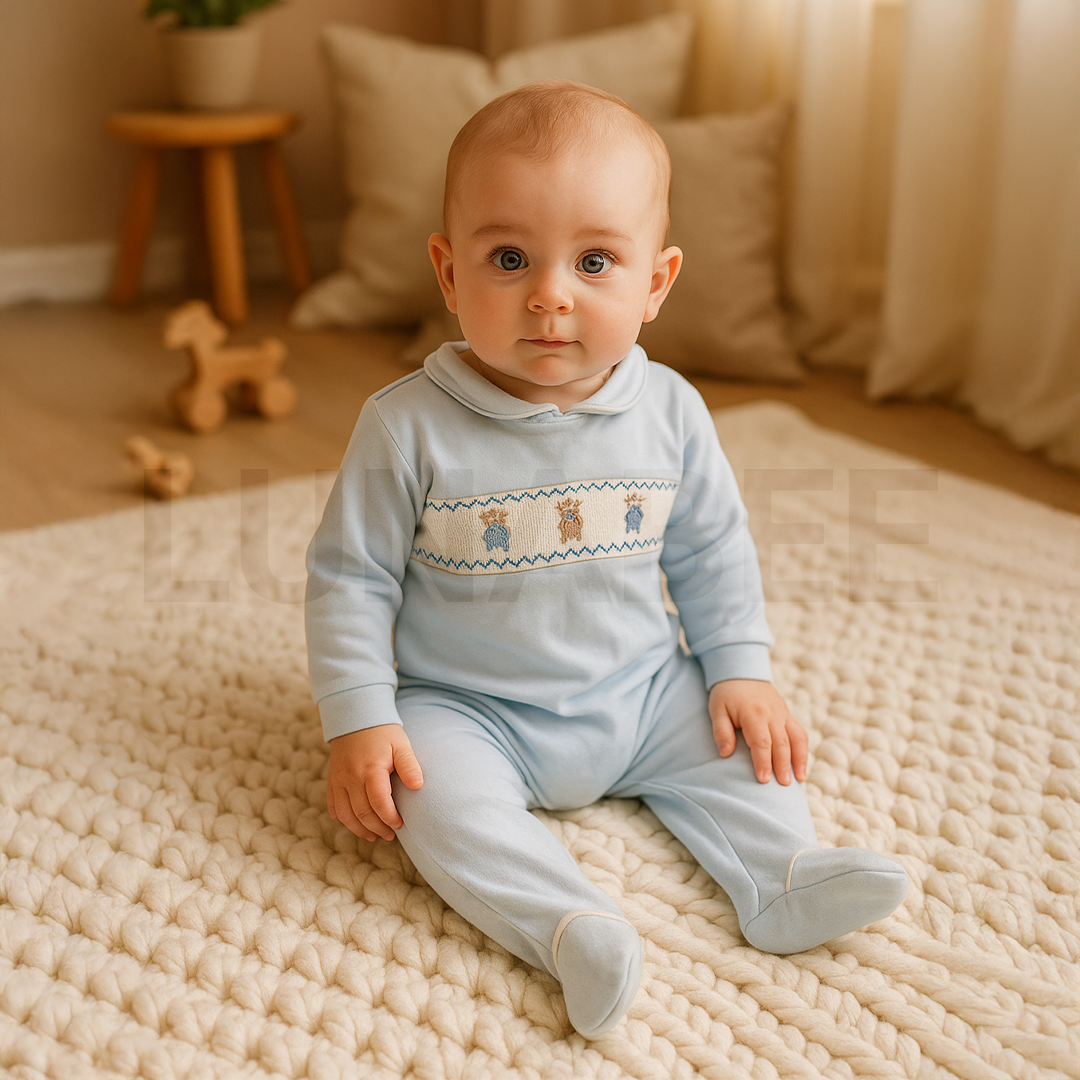 BLUE TEADDY THREAD SLEEPSUIT