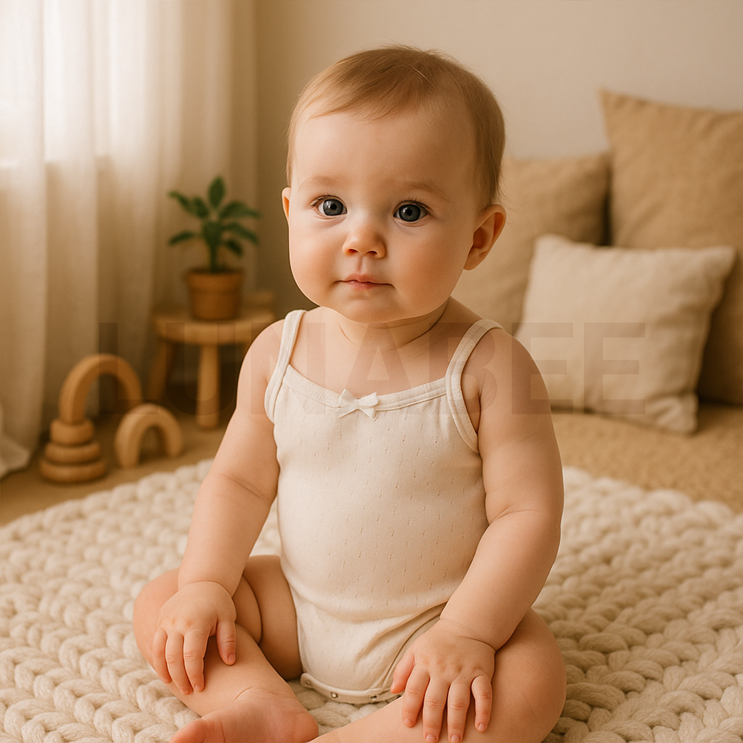 WHITE POINTELLE SLEEVELESS ONESIE