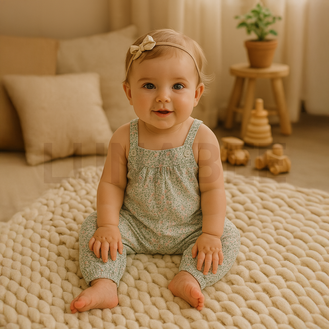 SAGE GREEN FLORAL DUNGAREE