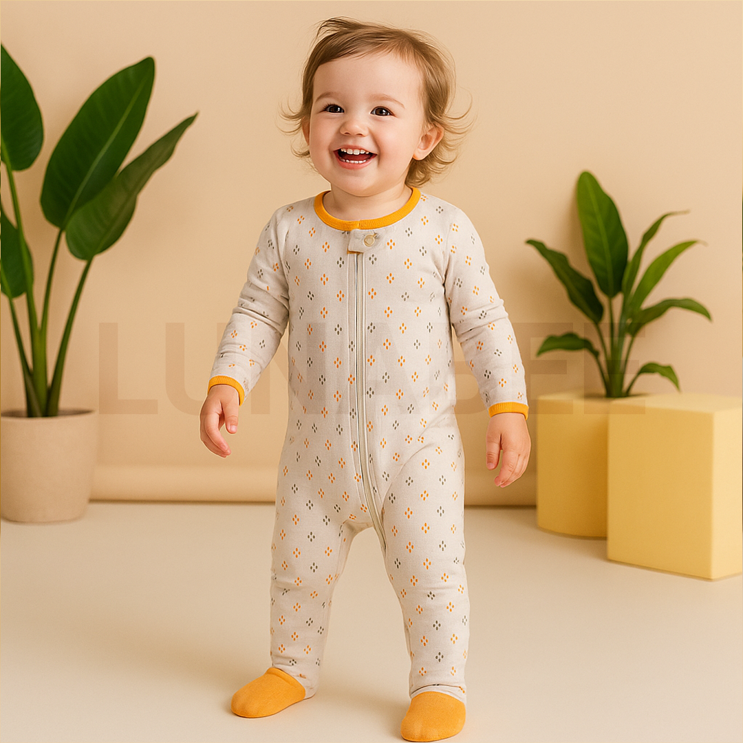 WHITE PATTERNED SLEPPSUIT