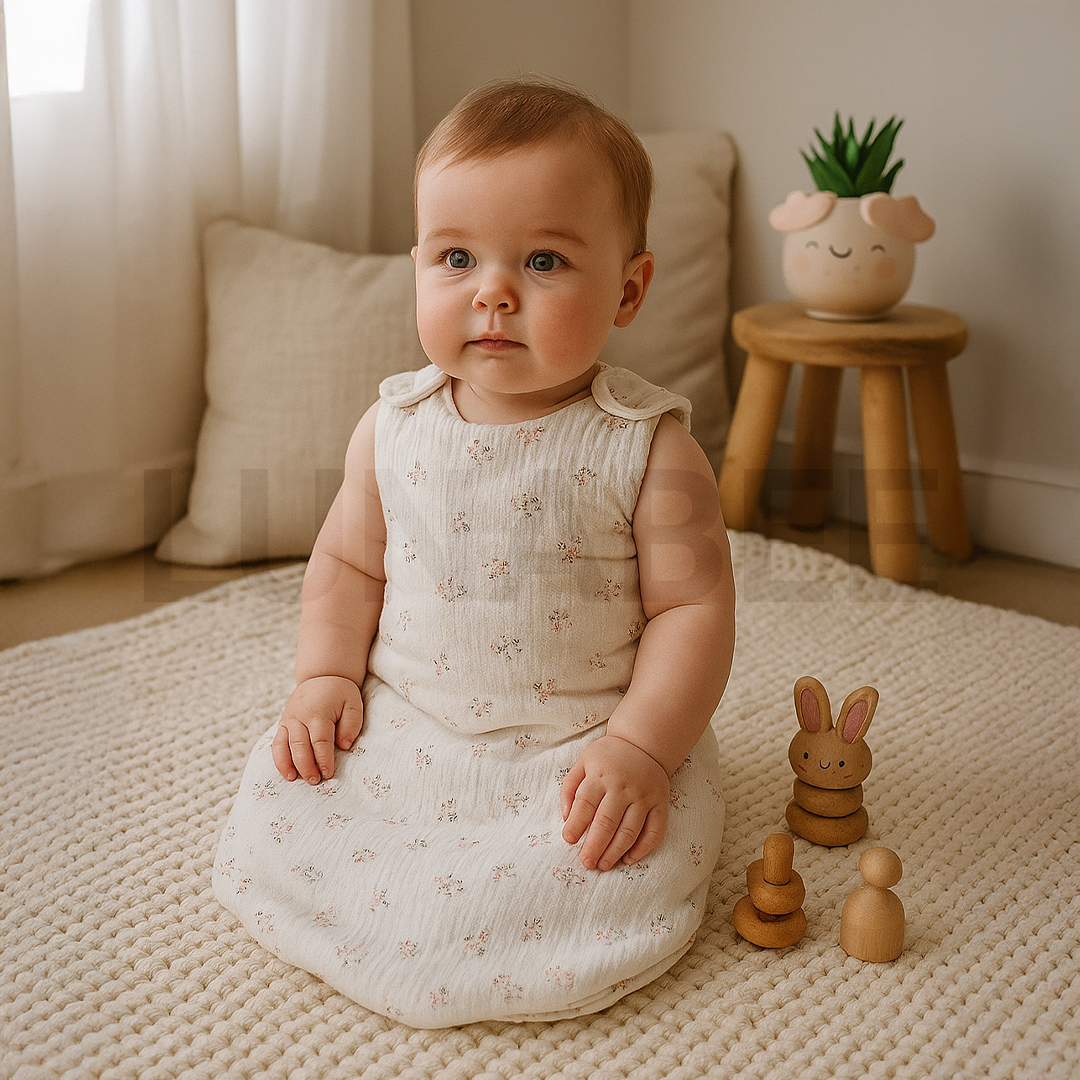 PINK FLORAL RIBBED SLEEPING BAG